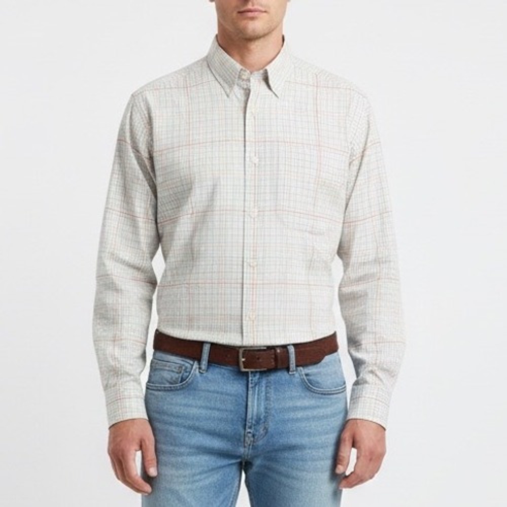 ALEX CANNON Mens XL‎ Button Down Shirt Long Sleeve Plaid Casual Top
